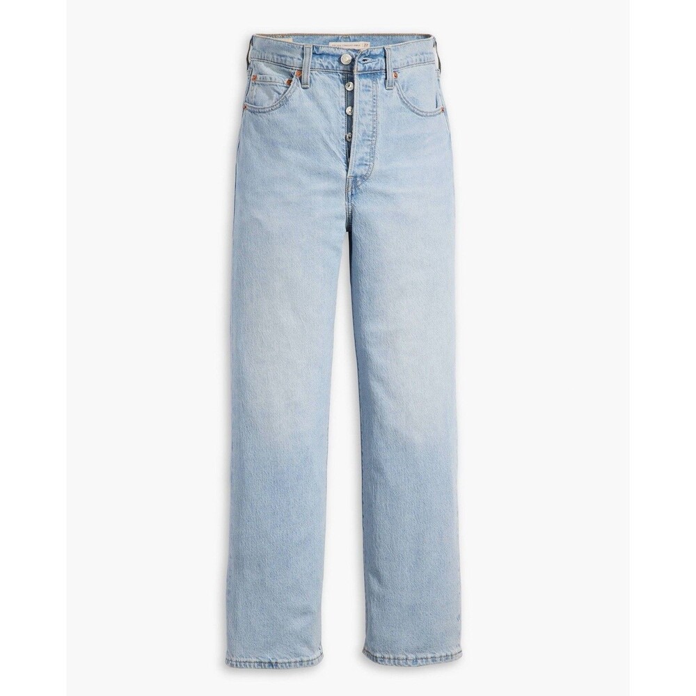 Levi's Premium Ribcage Straight Leg Jeans Women's Size 29 Light Wash Big E - Picture 4 of 8